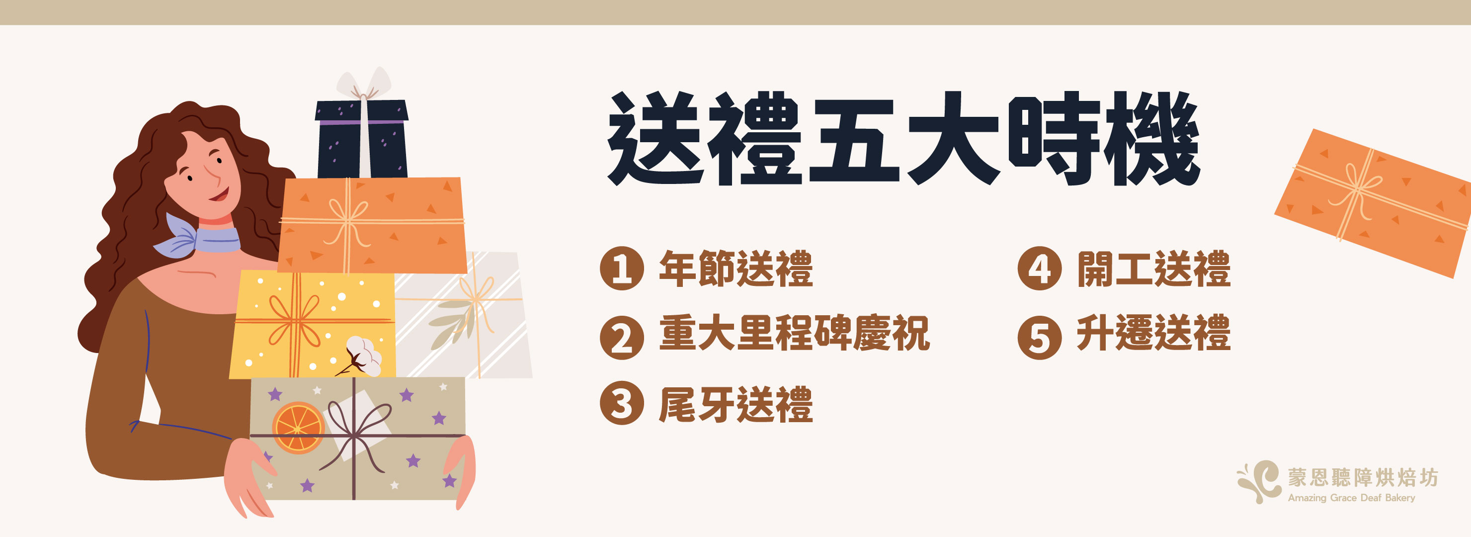 企業送禮五大時機:1.年節送禮、2.重大里程碑慶祝、3.尾牙送禮、4.開工送禮、5.升遷送禮